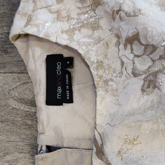 Max and Cleo Dress sz4 Metallic Pockets Keyhole Back Hidden Zipper - Picture 4 of 6